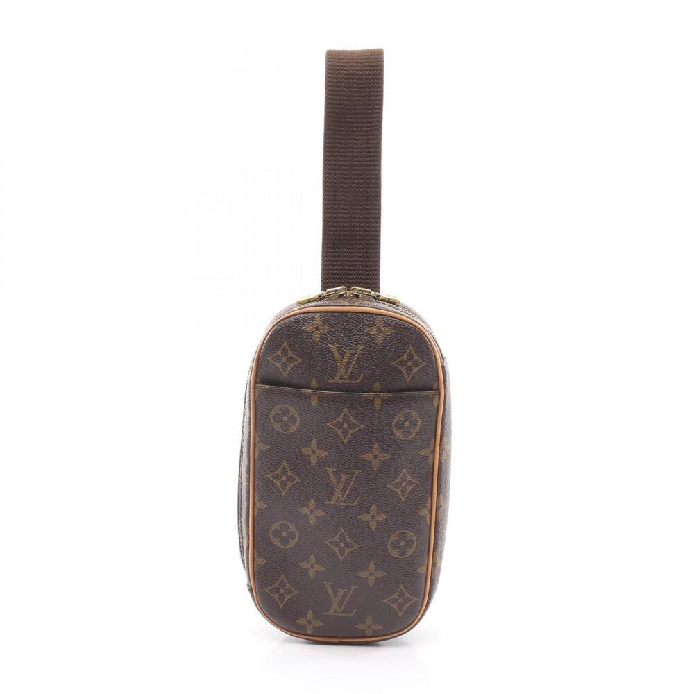 Louis Vuitton Pochette Gange Waist Bag Body Canvas Leather Monogram Brown